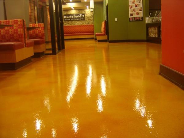 Grinding, Staining, and Polyastpartic Flooring Mucho Burrito Restaurant, Barrie, ON.